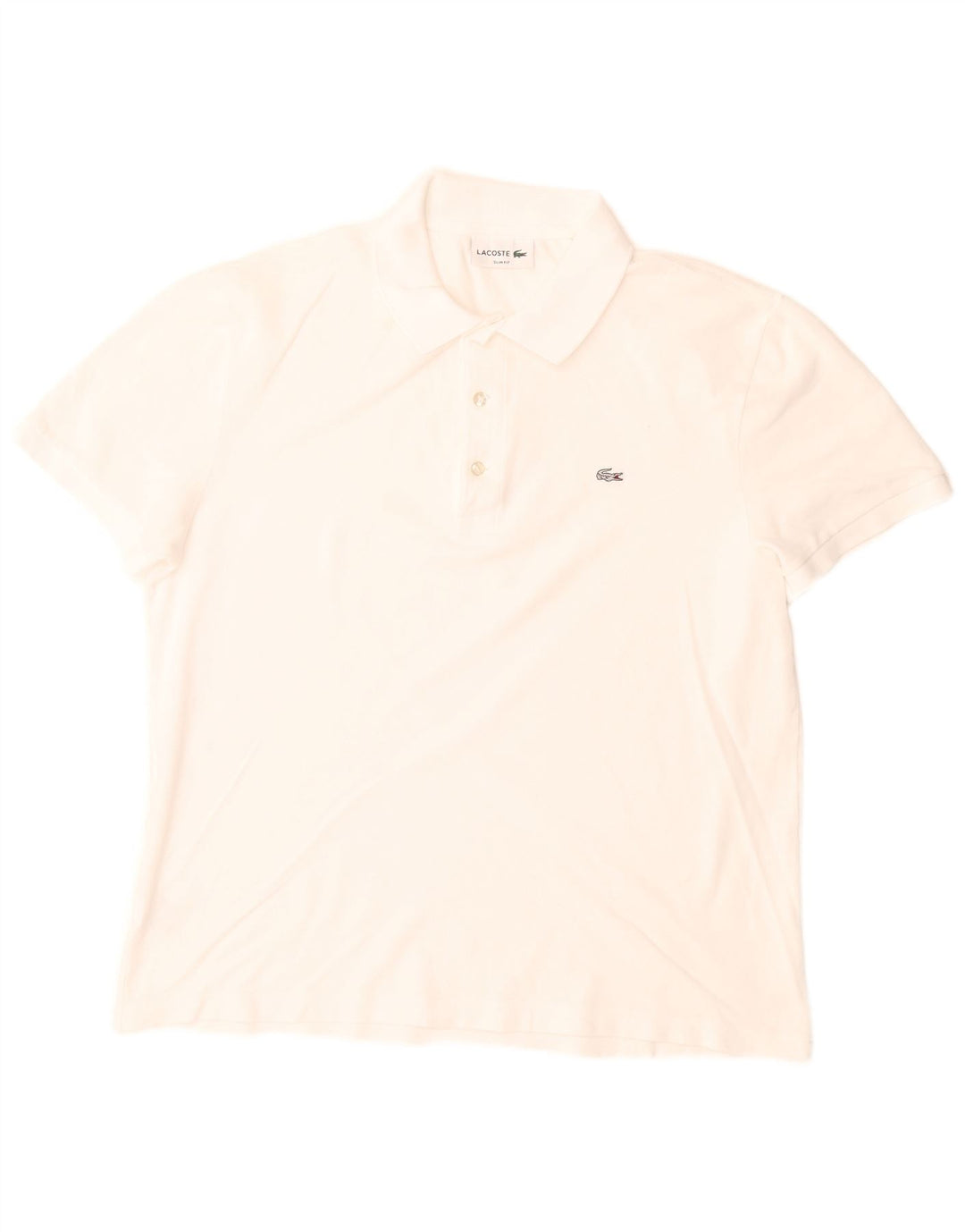 Lacoste Mens Slim Fit Polo Shirt Medium White Cotton
