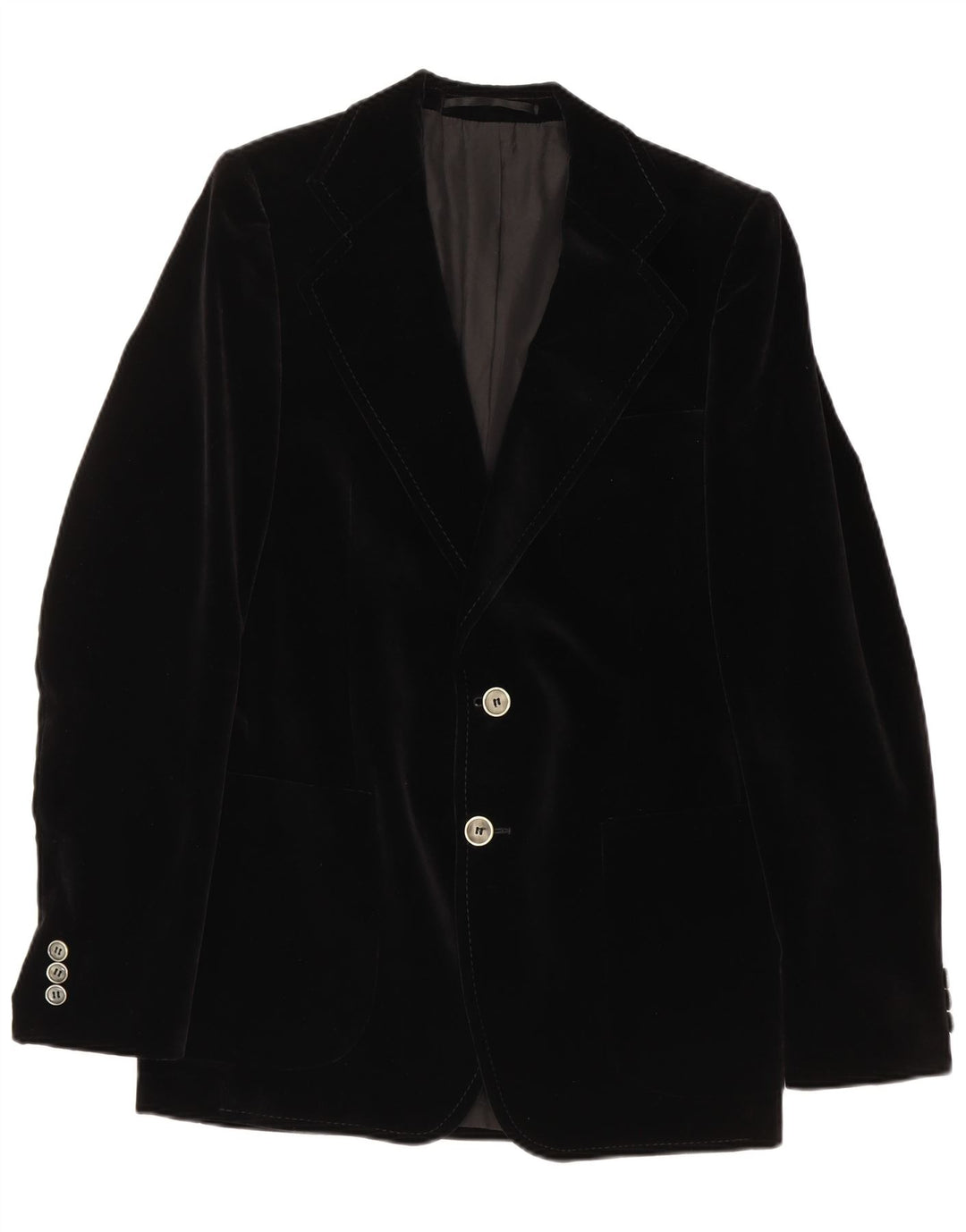 Vintage Mens 2 Button Velvet Blazer Jacket UK 36 Small Black