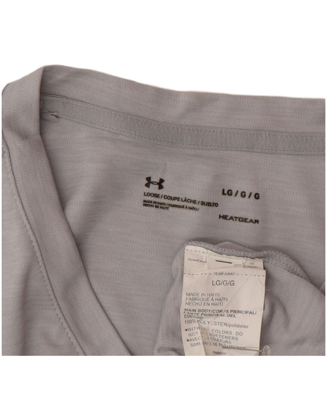 Under Armour Mens Heat Gear T-Shirt Top Large Grey Polyester