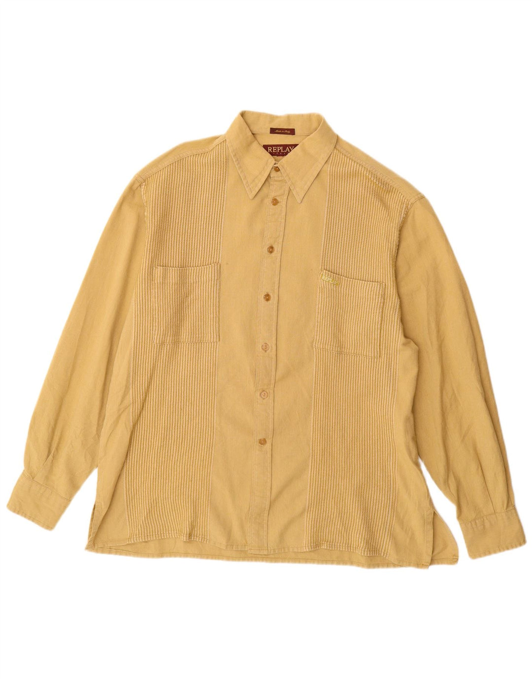 Replay Mens Shirt Large Yellow Cotton