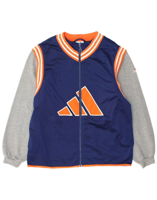 Adidas Mens Tracksuit Top Jacket UK 40/42 Medium Navy Blue Colourblock