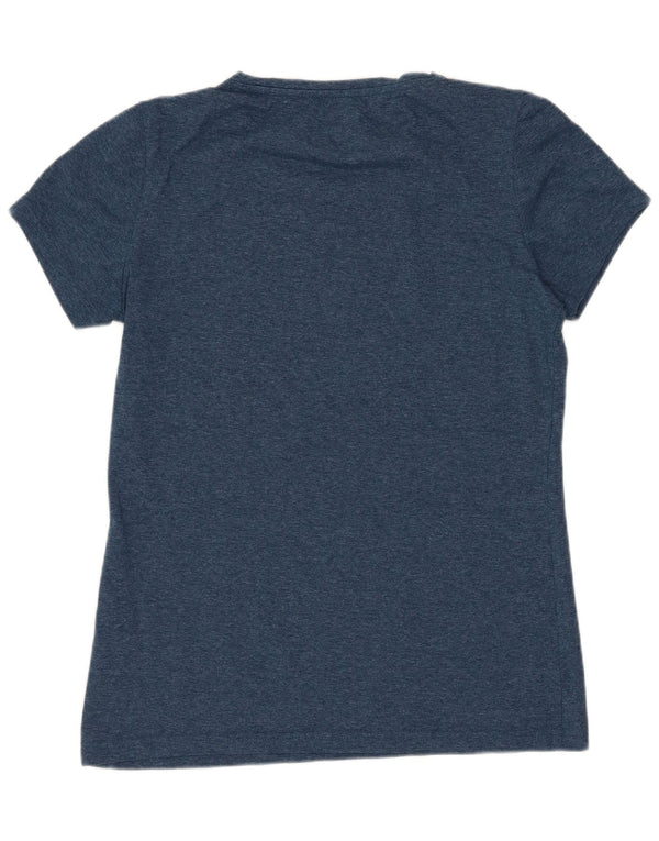 ASICS Womens Graphic T-Shirt Top UK 12 Medium Navy Blue Flecked Cotton