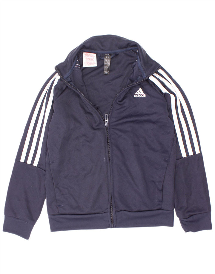 Adidas Boys Aeroready Tracksuit Top Jacket 7-8 Years Navy Blue Polyester