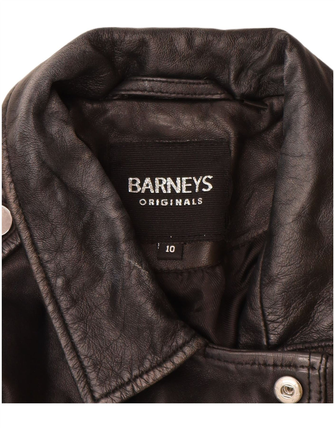 BARNEYS Womens Leather Biker Jacket UK 10 Small  Black Leather