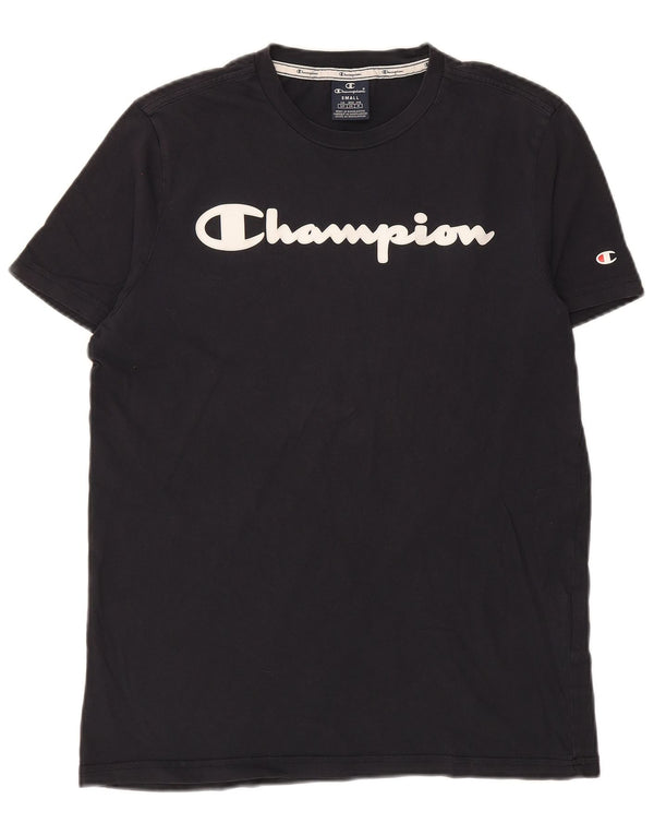 CHAMPION Mens Graphic T-Shirt Top Small Navy Blue Cotton