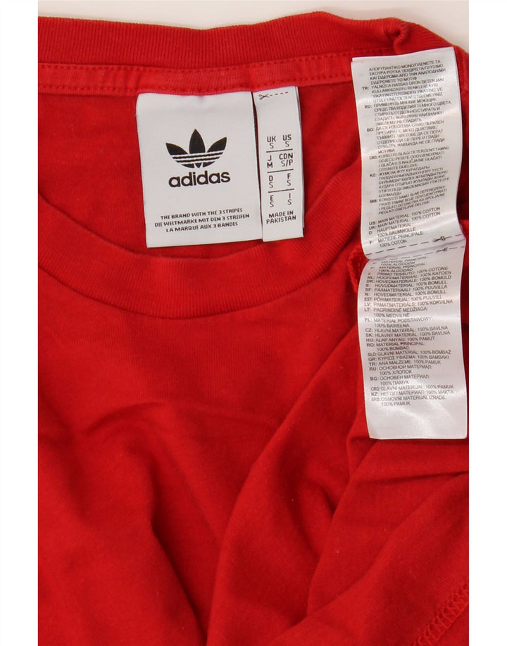 Adidas Mens T-Shirt Top Small Red Cotton