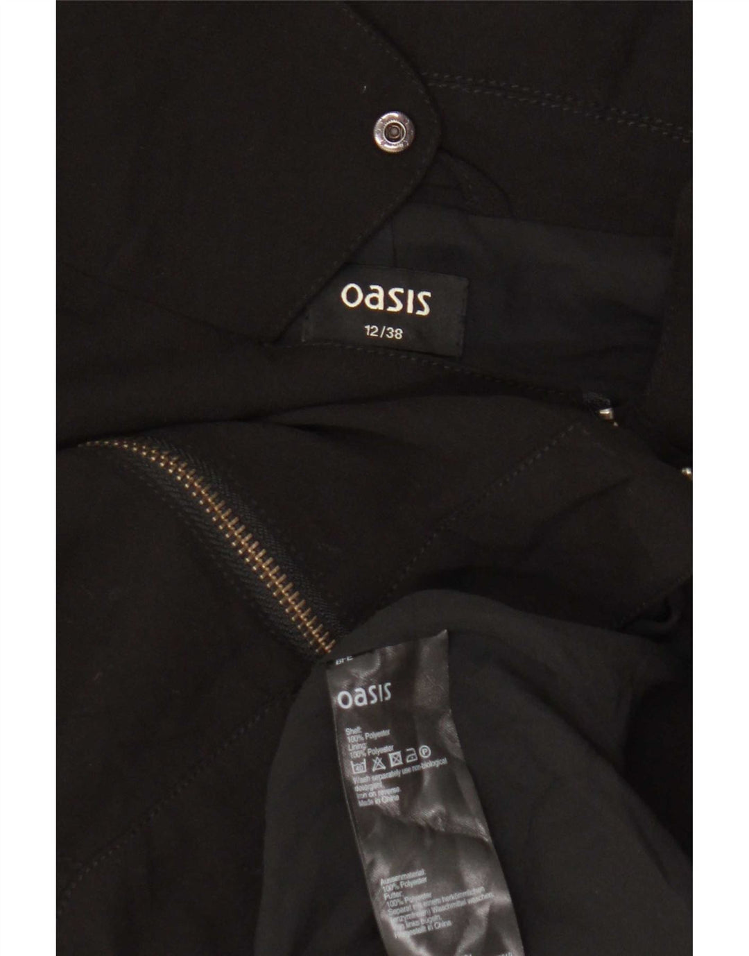 Oasis Womens Crop Biker Jacket UK 12 Medium Black Polyester