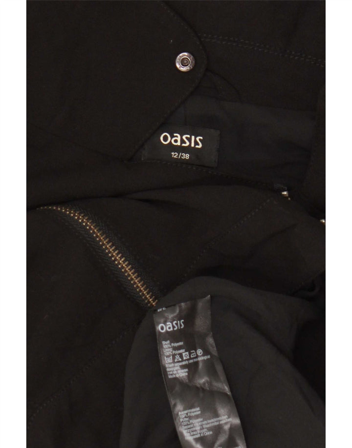 Oasis Womens Crop Biker Jacket UK 12 Medium Black Polyester