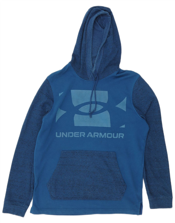 UNDER ARMOUR Mens Cold Gear Graphic Hoodie Jumper Medium Blue Flecked