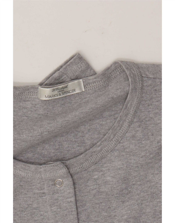 Marks & Spencer Womens 3/4 Sleeve Blouse Top UK 14 Medium Grey