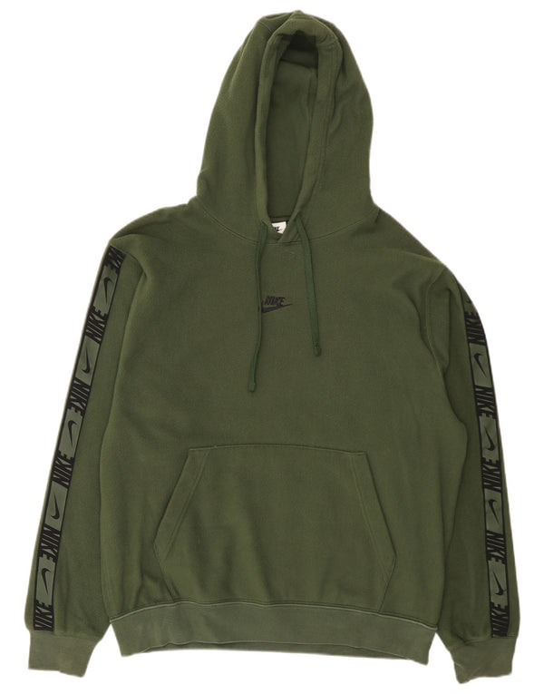 Nike Mens Therma-Fit Graphic Hooded Fleece Jumper Medium Green Polyester