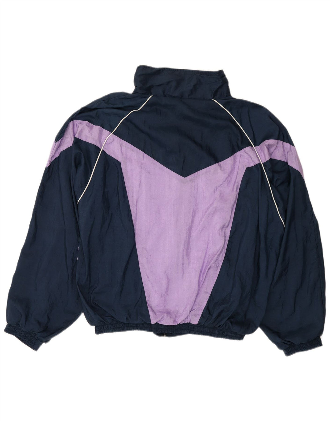 VINTAGE Mens Tracksuit Top Jacket XL Navy Blue Colourblock Polyester