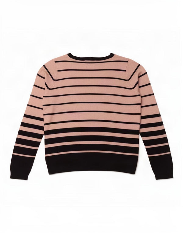 Marks & Spencer Womens V-Neck Jumper Sweater UK 14 Large Pink Striped