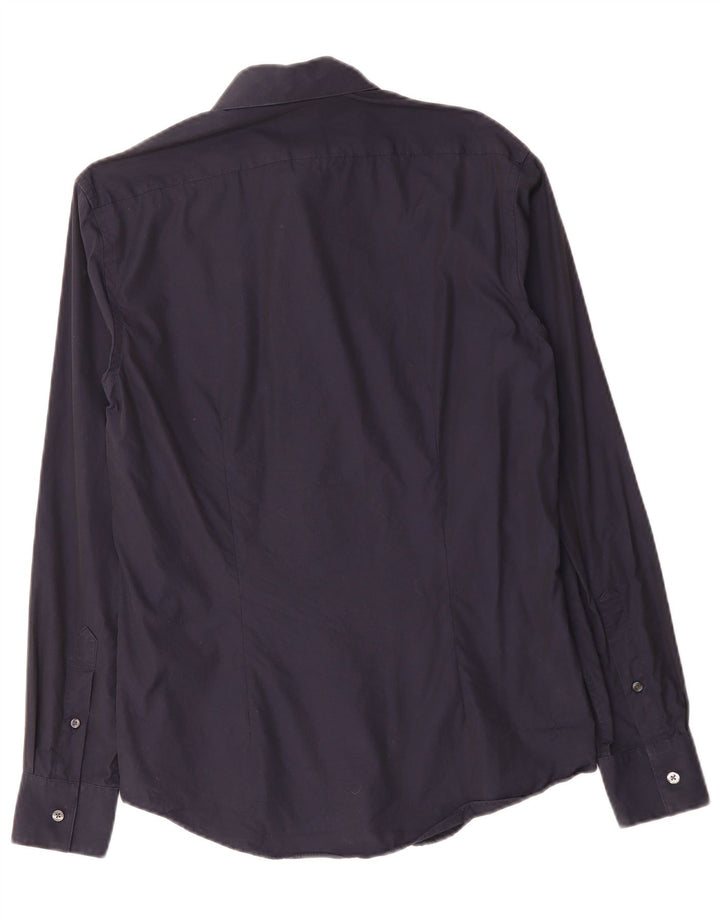 CALVIN KLEIN Mens Slim Fit Shirt Small Navy Blue Cotton