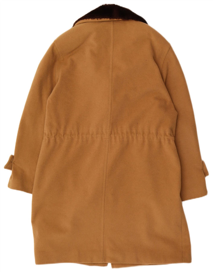VINTAGE Womens Duffle Coat UK 14 Medium Beige Wool