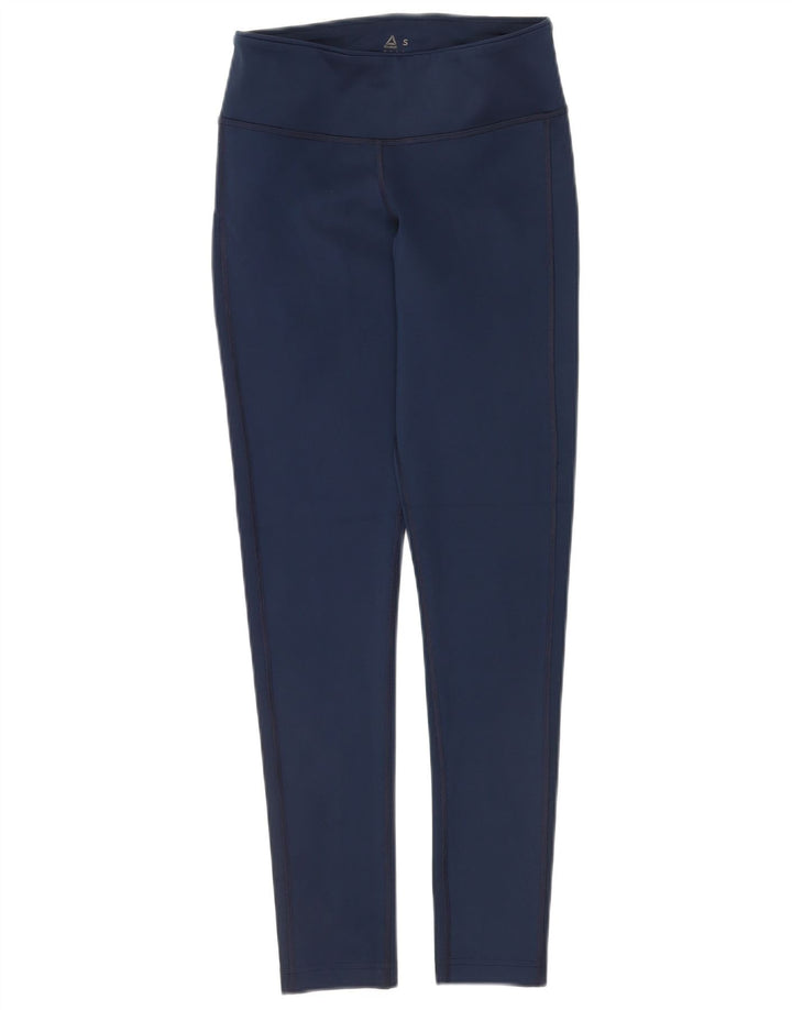 REEBOK Womens Leggings UK 8/10 Small  Navy Blue Polyester