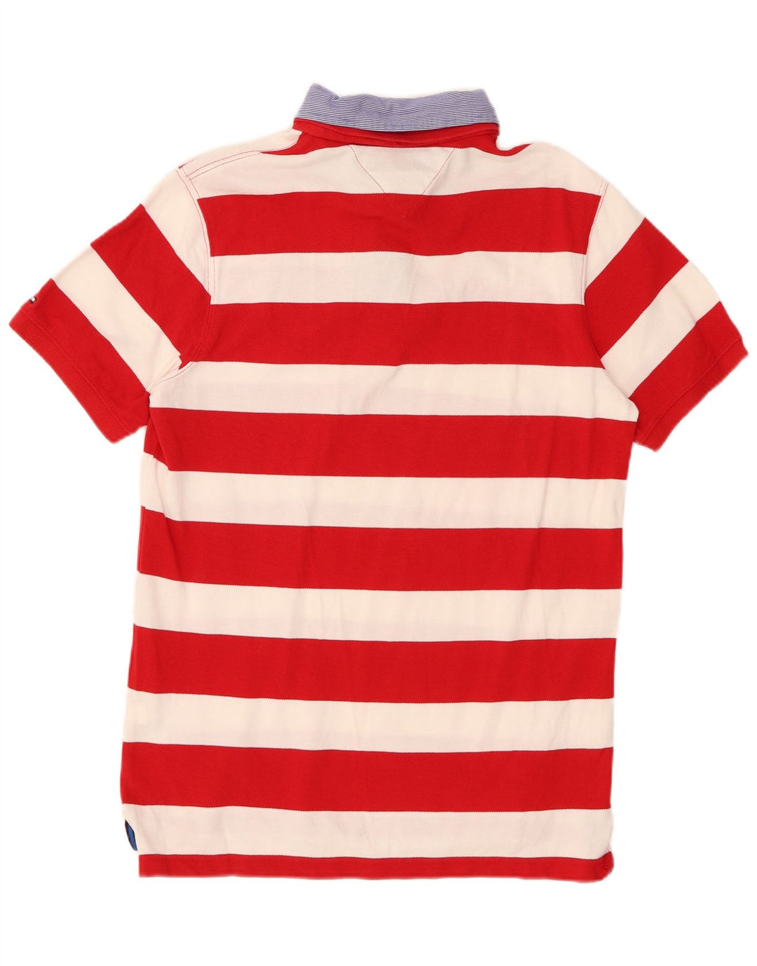 TOMMY HILFIGER Mens Slim Fit Rugby Polo Shirt Large Red Striped Cotton