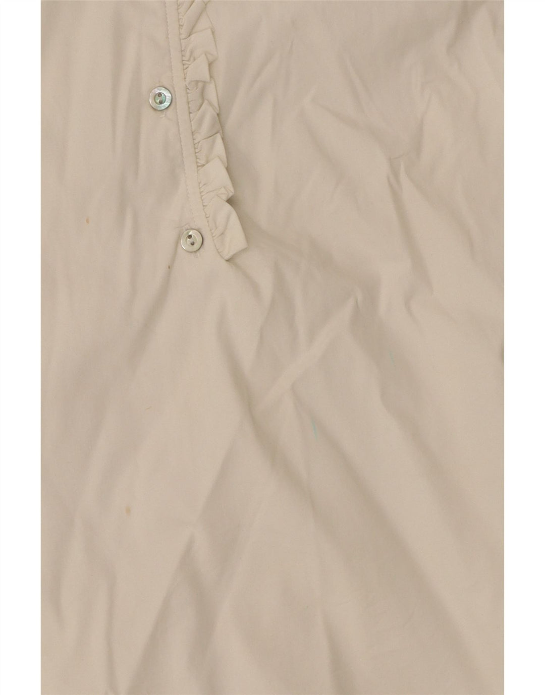 Zara Womens Ruffle Front Pullover Shirt UK 8 Small White Cotton