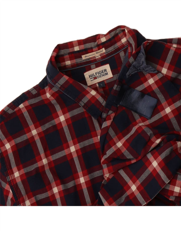 TOMMY HILFIGER Mens Shirt Large Red Check Cotton Vintage Tommy Hilfiger and Second-Hand Tommy Hilfiger from Messina Hembry 