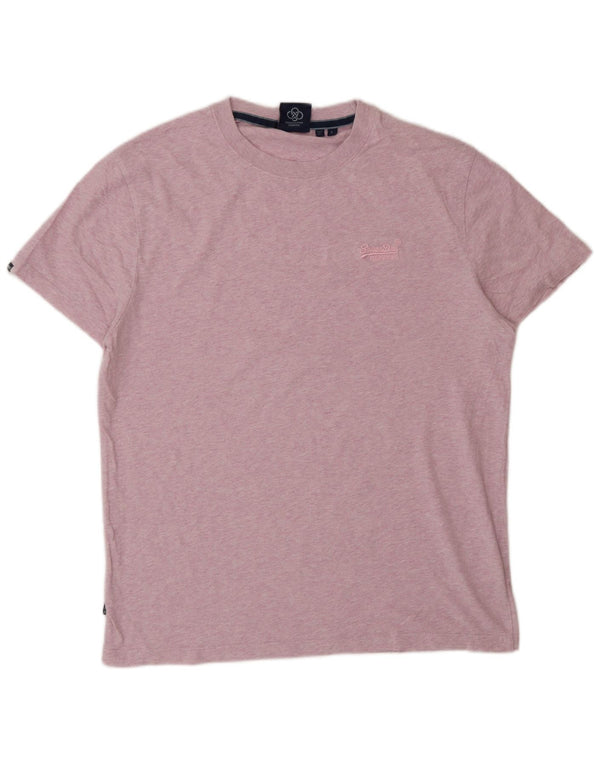 SUPERDRY Mens T-Shirt Top Large Pink Cotton