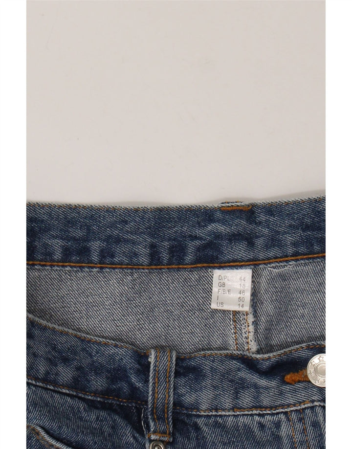 VINTAGE Womens High Waist Denim Skirt UK 18 XL W32 Blue