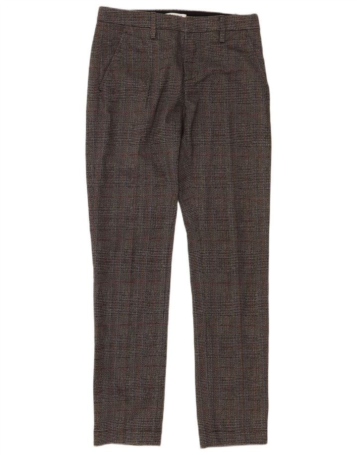 Dondup Mens Slim Chino Trousers W30 L30 Grey Check Cotton