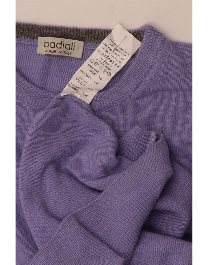 Badiali Mens Crew Neck Jumper Sweater Medium Purple Cashmere