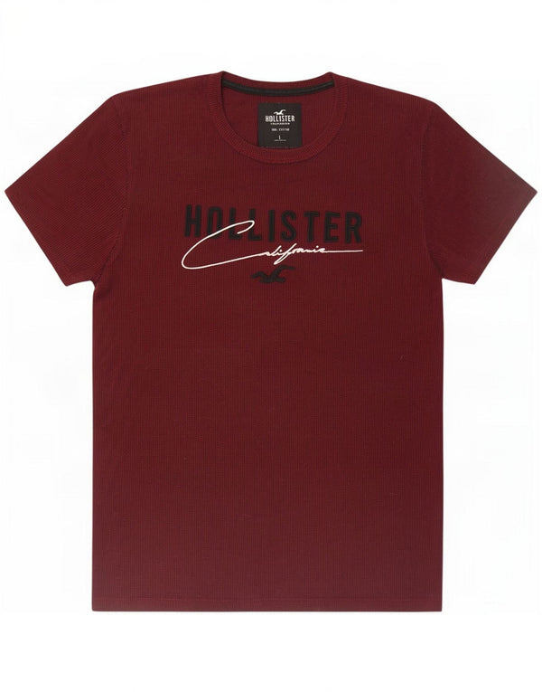 Hollister Mens Graphic T-Shirt Top Large Burgundy Cotton