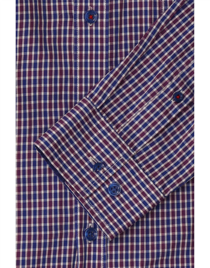 Pierre Cardin Mens Shirt Small Blue Check Polyester