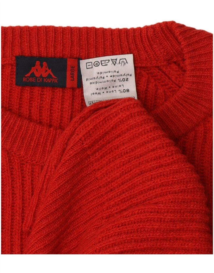 KAPPA Mens Crew Neck Jumper Sweater Large Red Wool