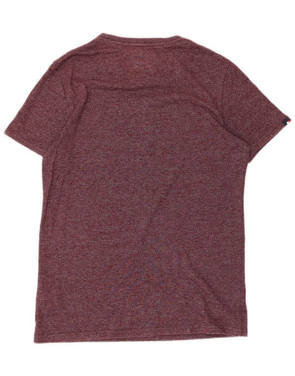 SUPERDRY Mens Graphic T-Shirt Top Large Burgundy Pinstripe Cotton