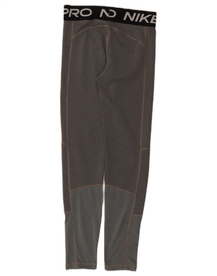 Nike Girls Graphic Leggings 12-13 Years Large Grey Colourblock Polyester