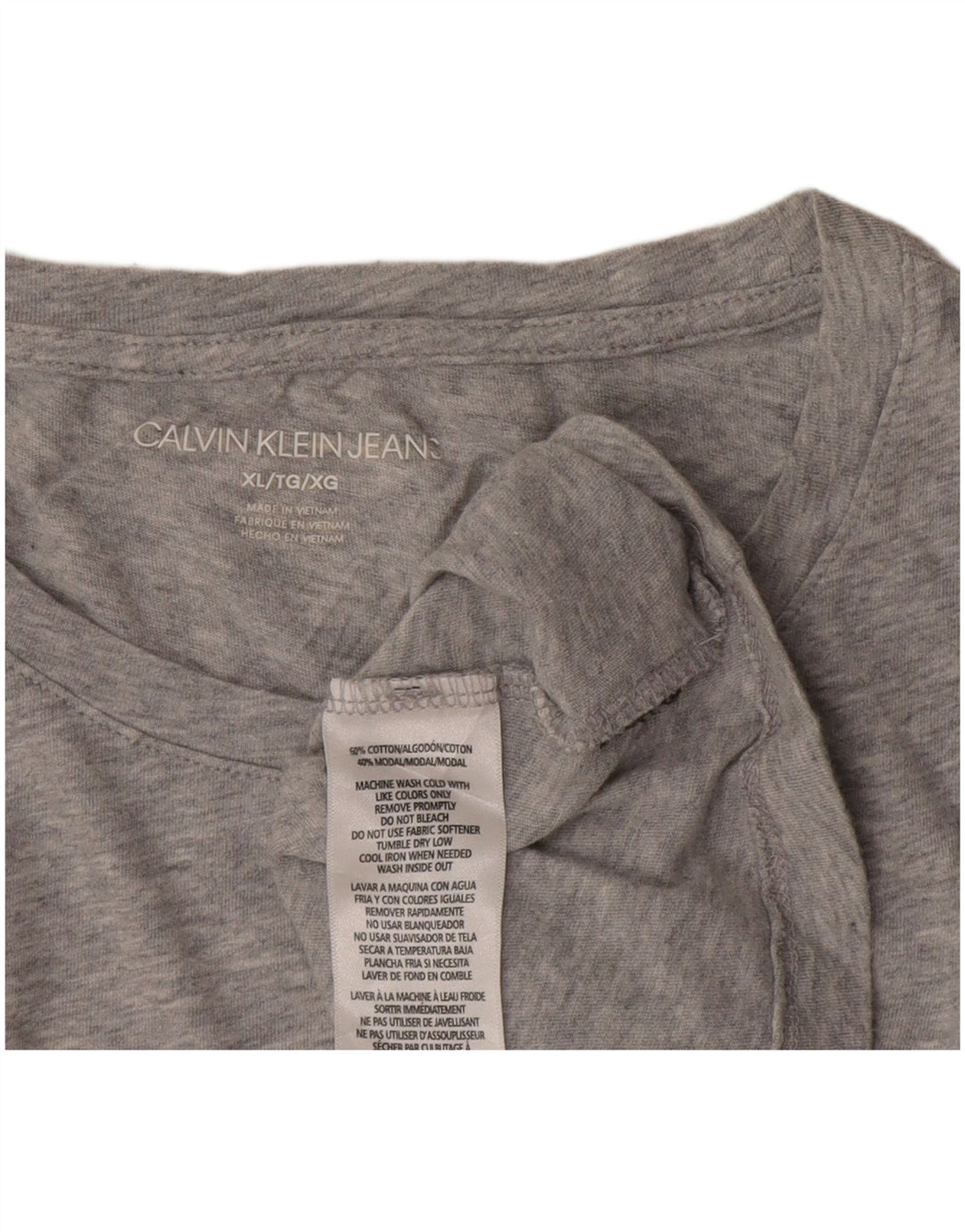 Calvin Klein Womens Graphic T-Shirt Top UK 18 XL Grey Cotton