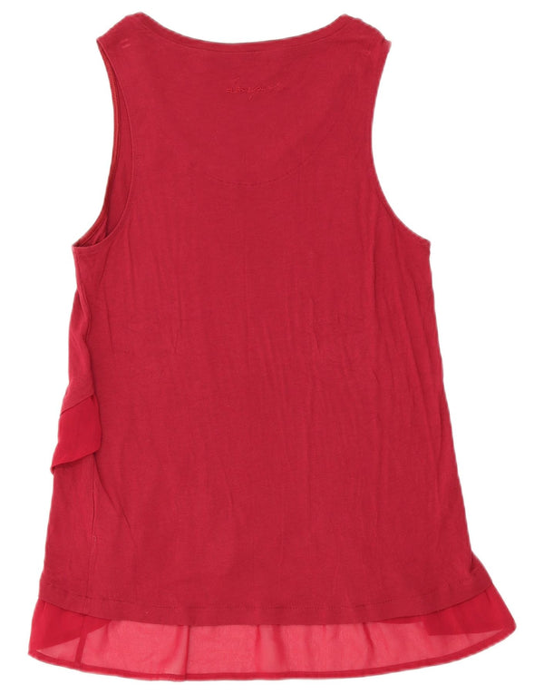 Desigual Womens Sleeveless Blouse Top UK 14 Large Burgundy Floral Viscose