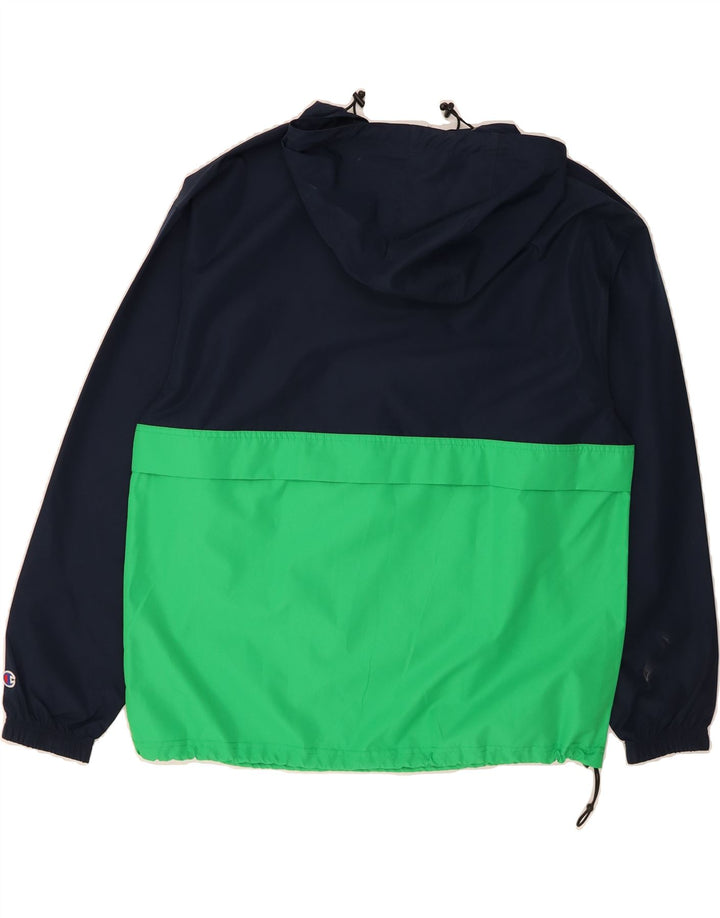 CHAMPION Mens Pullover Rain Jacket UK 40 Large Navy Blue Colourblock Vintage Champion and Second-Hand Champion from Messina Hembry 