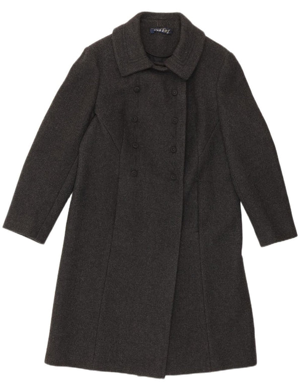 Vintage Womens Double Breasted Coat IT 46 Large Grey Lambswool