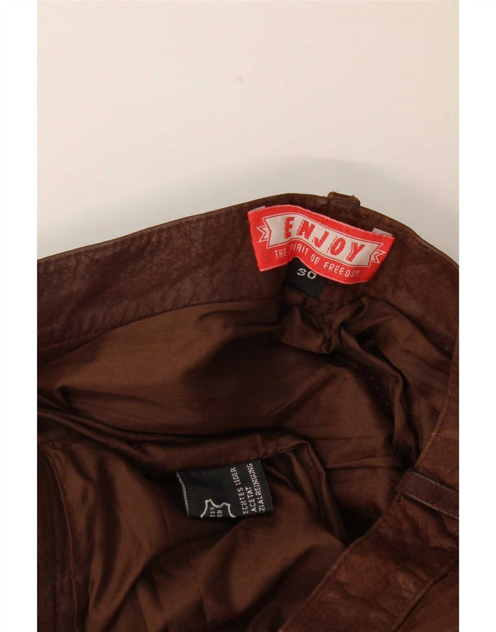 ENJOY Mens Leather Trousers W30 L34 Brown