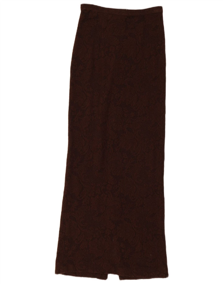 DOLCE & GABBANA Womens Knit Maxi Skirt W26 Small Brown Floral