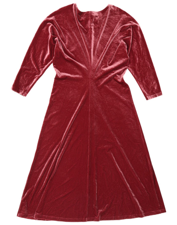 Marks & Spencer Womens 3/4 Sleeve Maxi Dress UK 14 Medium Burgundy