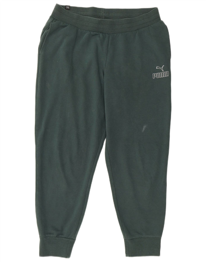 PUMA Womens Tracksuit Trousers Joggers UK 16 Large Green Cotton