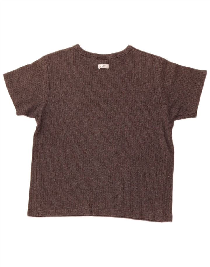 REEBOK Womens T-Shirt Top UK 12 Medium Grey Colourblock Cotton