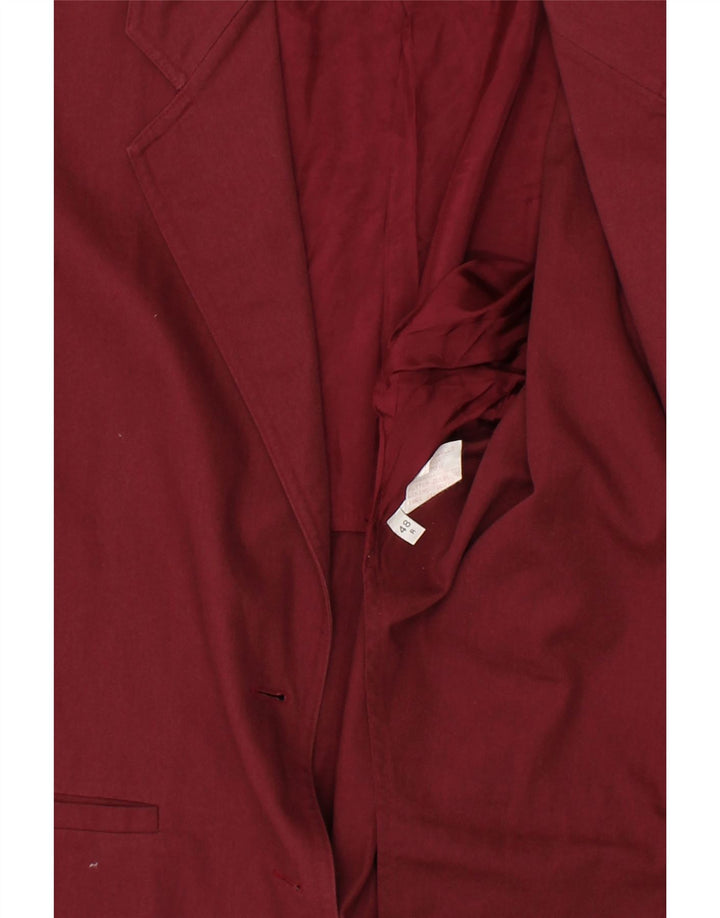 VINTAGE Womens 3/4 Sleeve 2 Button Blazer Jacket IT 48 XL Maroon Cotton Vintage Vintage and Second-Hand Vintage from Messina Hembry 