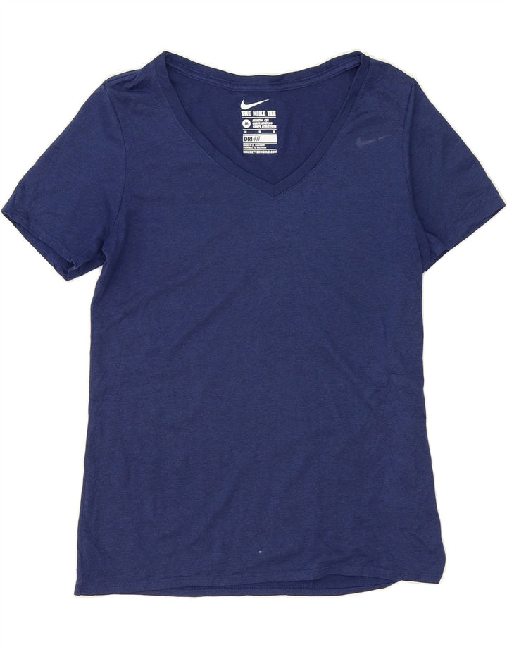 NIKE Womens Athletic Cut T-Shirt Top UK 12 Medium Navy Blue Polyester Vintage Nike and Second-Hand Nike from Messina Hembry 