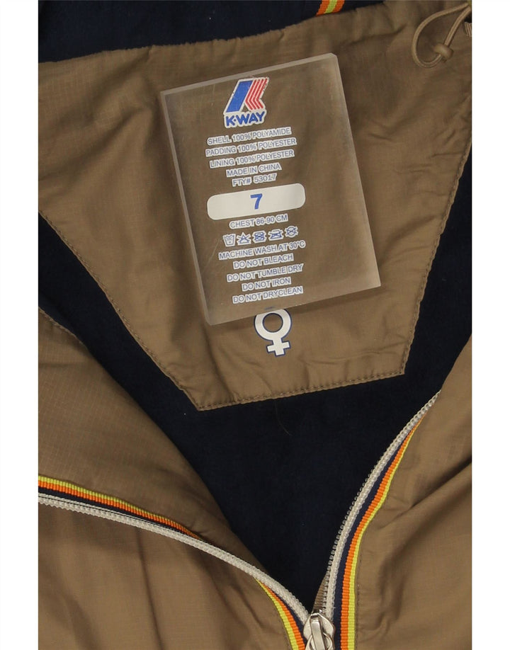 K-WAY Boys Hooded Padded Coat 6-7 Years Brown Polyamide Vintage K-Way and Second-Hand K-Way from Messina Hembry 
