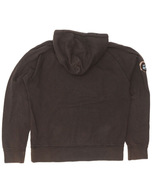 Zara Mens Graphic Hoodie Jumper Large Black Cotton