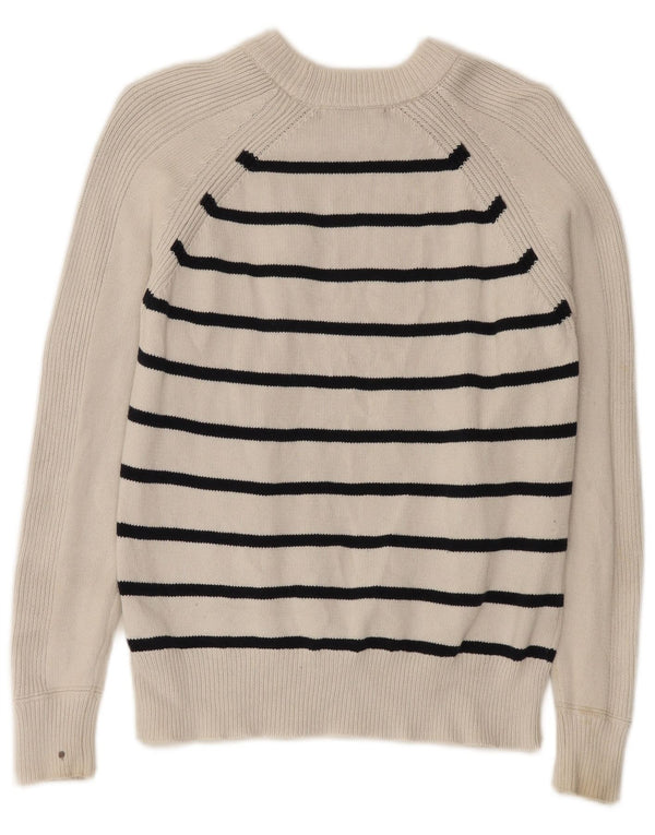 Marks & Spencer Womens Crew Neck Jumper Sweater UK 6 XS White Striped