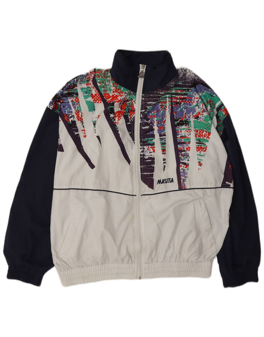 Masita Mens Tracksuit Top Jacket Medium White Colourblock Polyester