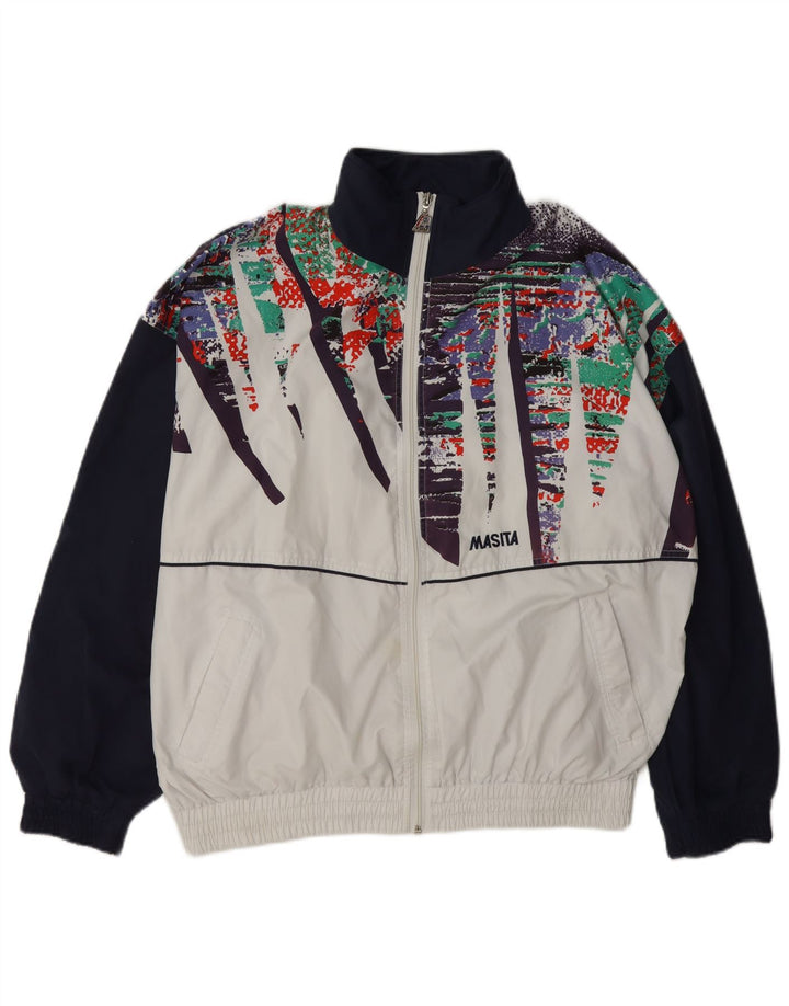 Masita Mens Tracksuit Top Jacket Medium White Colourblock Polyester