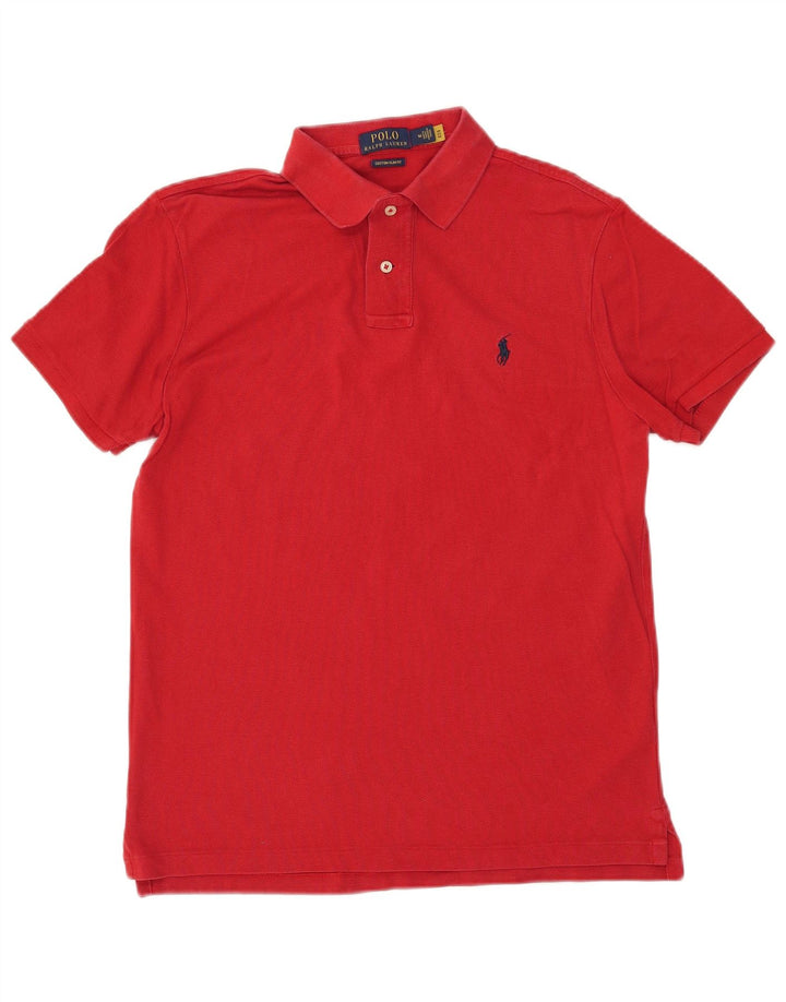 POLO RALPH LAUREN Mens Custom Slim Fit Polo Shirt Medium Red Cotton