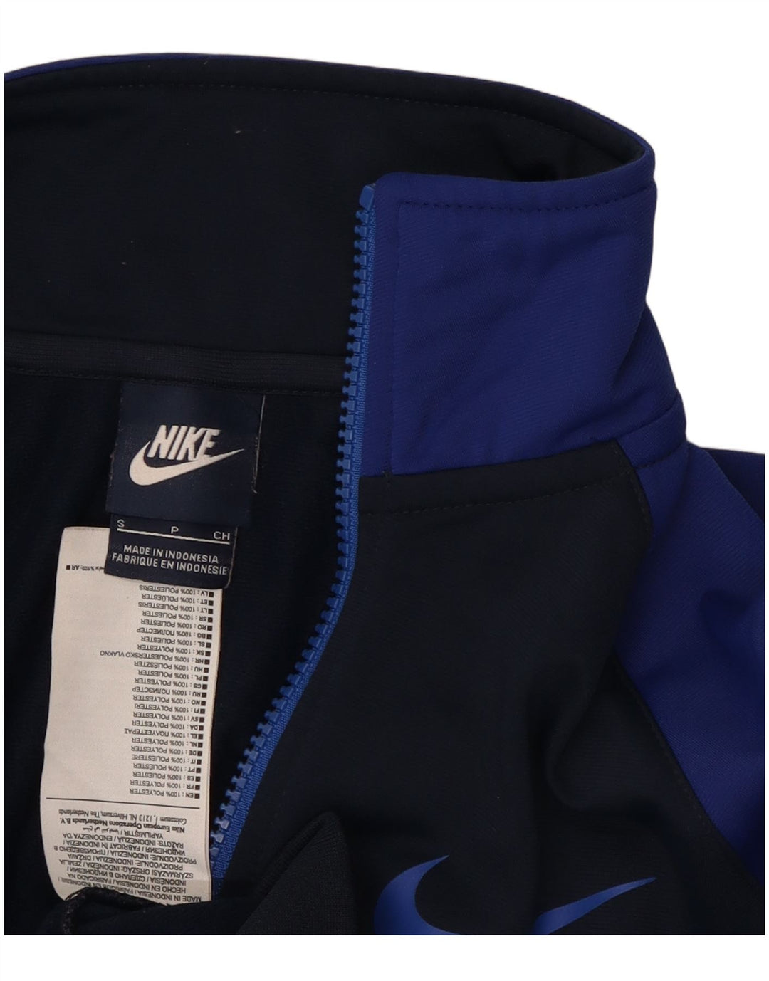 Nike Mens Tracksuit Top Jacket Small Navy Blue Colourblock Polyester